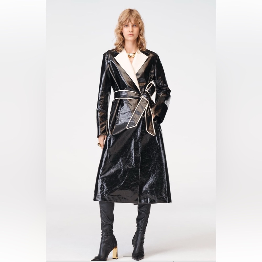 New Zara Limited Edition! Rare! Black Women Contrast Lapel Coat Size XS
